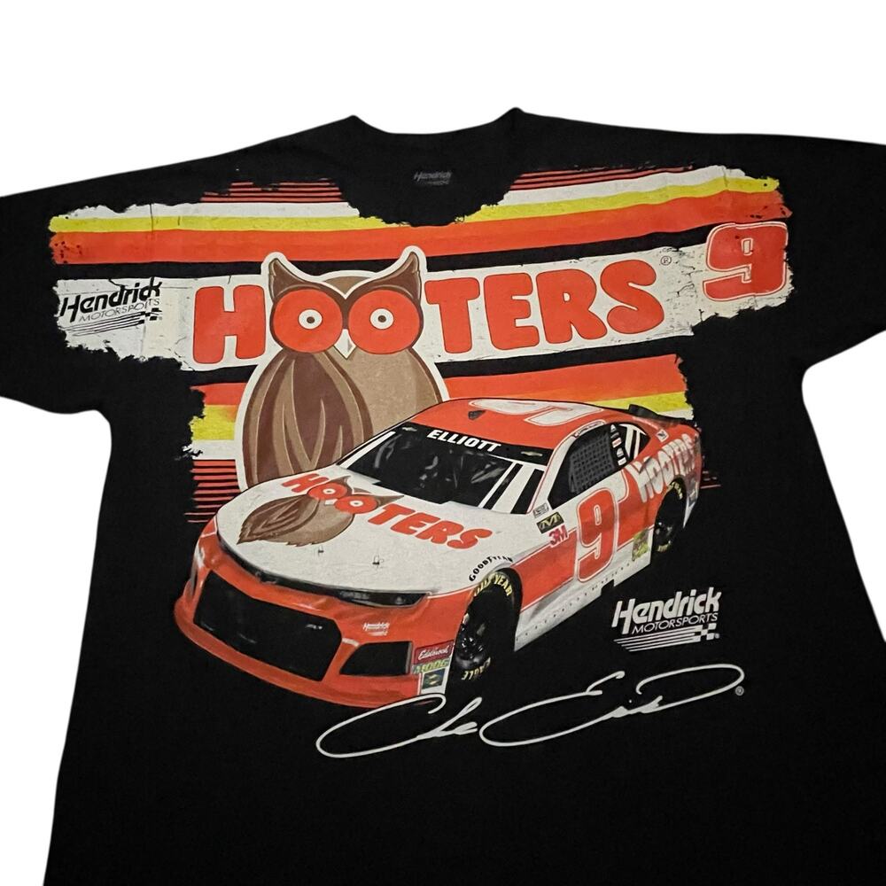 NASCAR Hendrick Hooters #9 Chase Elliott Retro All Over Print T Shirt XXL - Picture 2 of 7